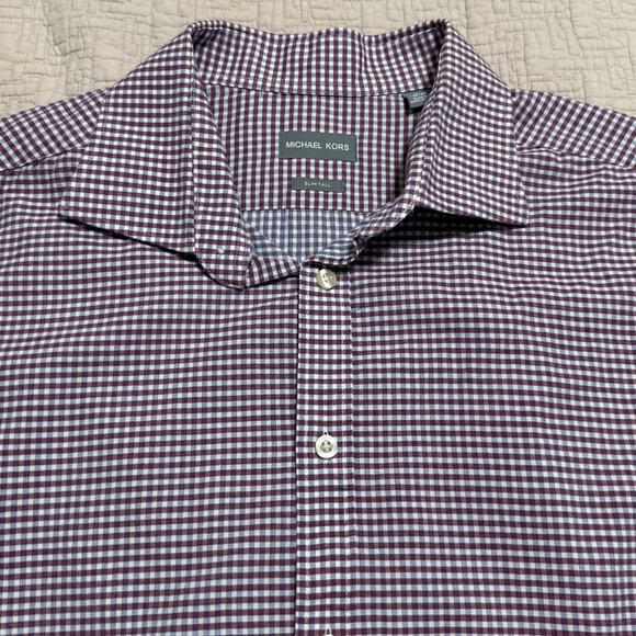 Michael Kors Men's Dress Shirt Check Slim Tall Long Sleeve 18.5 36/37 - Picture 2 of 8